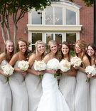Long Bridesmaid Dresses
Photography: Rob and Wynter
Read More:
http://www.insideweddings.com/weddings/a-pink-traditional-southern-wedding-at-a-civic-center-in-alabama/620/ Long strapless bridesmaid dresses with ruching at the bust in an off-white color.