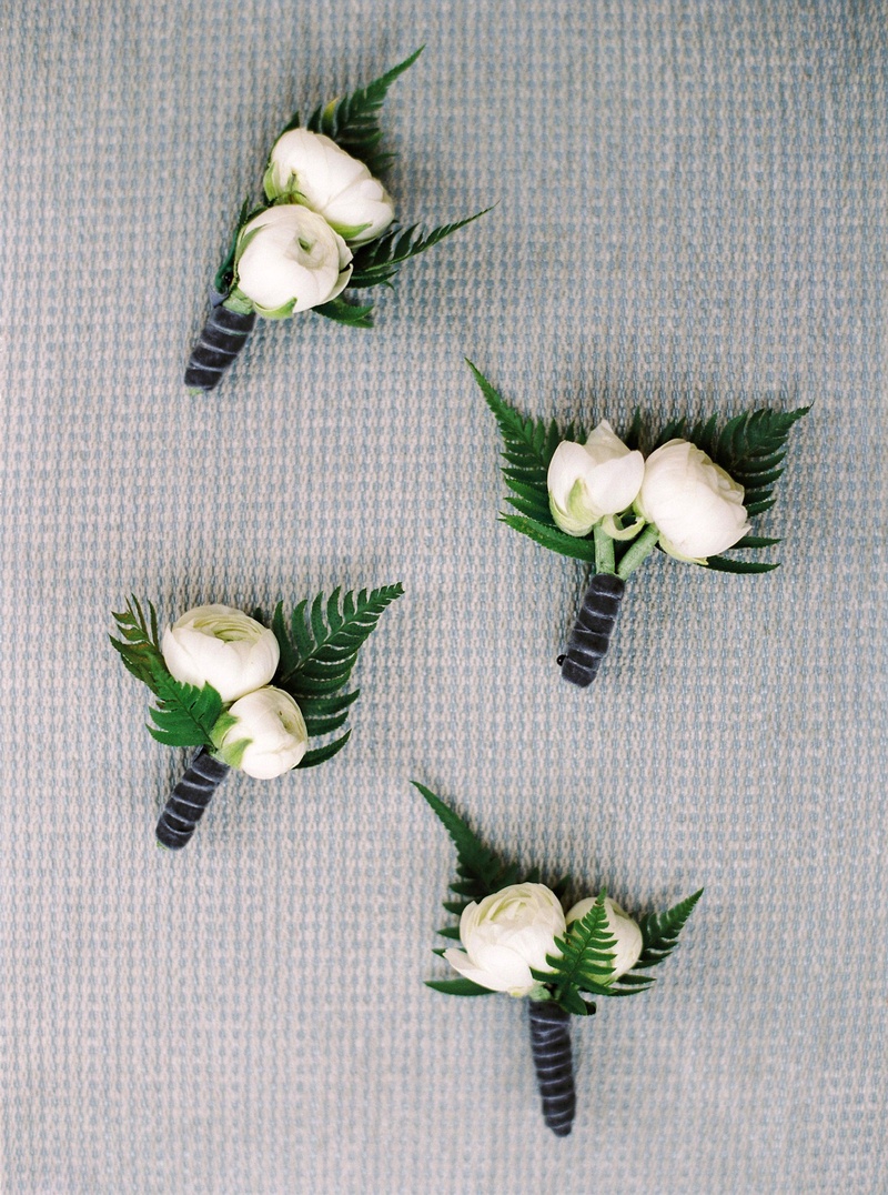 Two-Flower Boutonniere with Ferns
Photography: Branco Prata
Read More:
http://www.insideweddings.com/weddings/chic-destination-wedding-with-california-style-in-washington-dc/1042/ Two peony bud flower boutonniere with fern leaves and velvet wrap ribbon