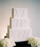 Roman Numeral Date on Cake
Photography: Abby Jiu Photography
Read More:
http://www.insideweddings.com/weddings/modern-wedding-with-a-black-and-white-palette-in-washington-dc/1236/ square three-tier wedding cake with wedding date in roman numerals