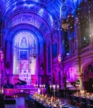 Vibrant Reception Lighting in Quebec City
Photography: Joel %26 Justyna
Read More:
http://www.insideweddings.com/weddings/dreamy-winter-destination-wedding-in-an-ice-castle-in-quebec-city/1270/ wedding reception venue high arch ceiling former chapel cathedral long tables candelabra lights