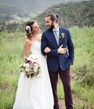 Bride %26 Groom on a Green Field
Photography: Lucky Love Photography
Read More:
http://www.insideweddings.com/weddings/rustic-inspirational-wedding-shoot-in-a-forest-with-woodsy-details/661/ Bride in a strapless ball gown and groom with mun man bun in blue blazer, brown pants