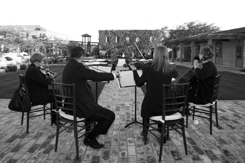 Ceremony String Quartet
Photography: Simone %26 Martin Photography
Read More:
http://www.insideweddings.com/weddings/sophisticated-autumn-inspired-wedding-in-napa-valley-california/262/ Black and white photo of wedding string quartet