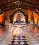 Indoor After-Party with Gobo Projections
Photography: Triple Cord Photography
Read More:
http://www.insideweddings.com/weddings/destination-wedding-with-outdoor-reception-lavish-after-party/982/ Wedding after party with light projections nightclub vibe diamond tile floor tufted furniture after