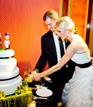 Black Ribbon Cake
Photography: True Photography Weddings
Read More:
http://www.insideweddings.com/weddings/meaghan-hunt-and-steve-finley/434/ MLB player Steve Finley cutting cake with bride