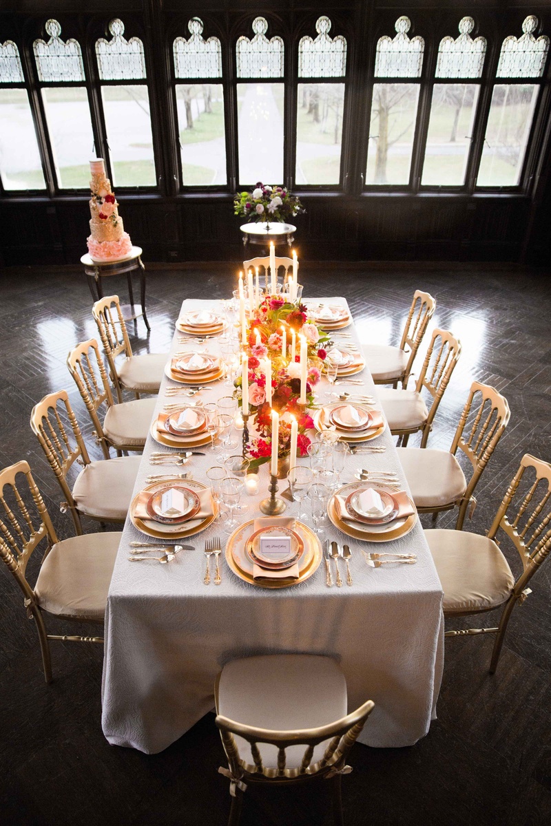 White-and-Gold Tablescape, Pops of Color
Photography: Lindsay Adler Photography
Read More:
http://www.insideweddings.com/weddings/vintage-inspired-styled-shoot-at-old-world-estate-in-new-york/919/ white gold tablescape pops of color vintage wedding styled shoot inspiration candles cake hempstead