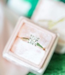Bride's Solitaire Ring in Pink Box
Photography: Kir2Ben Photography
Read More:
http://www.insideweddings.com/weddings/a-millennial-bloggers-festive-post-wedding-styled-shoot-in-florida/994/ Bridal engagement ring yellow gold band solitaire princess cut diamond four prong in light pink box