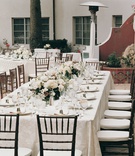 White Floral Reception Décor
Photography: Max Shaboot Photography
Read More:
http://www.insideweddings.com/weddings/alfresco-spring-wedding-in-malibu-california/31/ Rectangle tables and low flower centerpieces