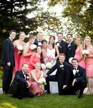 Pink Wedding Party
Photography: Shanti DuPrez Portrait Design
Read More:
http://www.insideweddings.com/weddings/a-wine-country-inspired-country-club-wedding-in-san-mateo-ca/615/ Bride and groom with bridesmaids in pink dresses and groomsmen in black tuxedos at a country club