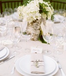 Centerpiece
Photography: Jose Villa Photography
Read More:
http://www.insideweddings.com/weddings/california-oceanside-wedding-with-natural-elements/286/ Outdoor wedding reception centerpiece with white hydrangeas and greenery