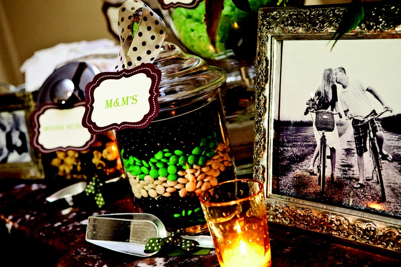 Wedding Candy Table
Photography: Kristin Spencer Photography
Read More:
http://www.insideweddings.com/weddings/elegant-rhode-island-wedding-with-nature-theme/332/ M&M's and candies in apothecary jars at wedding reception