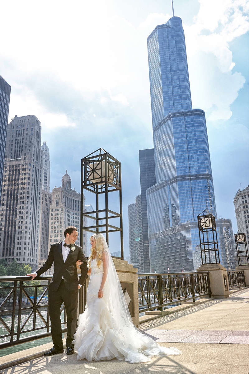 Bride and Groom at Chicago Waterfront
Photography: KingenSmith
Read More:
http://www.insideweddings.com/weddings/catholic-ceremony-soft-romantic-fairy-tale-reception-in-chicago/754/ bride in vera wang gown groom in tuxedo, Chicago skyline