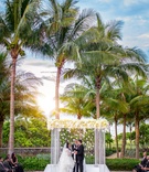 Palm Trees as Ceremony Backdrop
Photography: Suzanne Delawar Studios
Read More:
http://www.insideweddings.com/weddings/sentimental-destination-wedding-weekend-in-bal-harbour-florida/1001/ florida wedding, palm trees behind lucite chuppah with white flowers