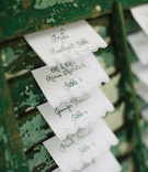 Escort Cards on Vintage Wooden Window Shade
Photography: Judith Rae
Read More:
http://www.insideweddings.com/weddings/whimsical-vintage-garden-wedding-with-rustic-details/826/ doily-trimed escort cards displayed on vintage green wooden window shade