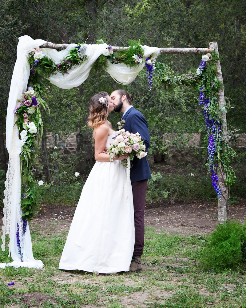 Ceremony Décor Photos - Rustic Outdoor Altar - Inside Weddings