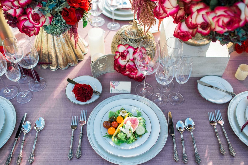 Fresh Salad on Romantic and Rustic Tablescape
Photography: Jenny Quicksall Photography
Read More:
http://www.insideweddings.com/weddings/romantic-wedding-shoot-for-valentines-day-at-california-vineyard/751/ fresh salad pink table linen white china gold vases red and purple floral arrangements rustic