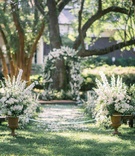 Outdoor Ceremony with Benches
Photography: TimWill Photography
Read More:
http://www.insideweddings.com/weddings/alfresco-wedding-indoor-reception-with-organic-natural-elements/1017/ outdoor plantation-like wedding, white flowers, greenery, benches