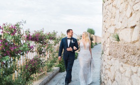 Stroll Through Capri
Photography: Jennifer Fujikawa Photography
Read More:
http://www.insideweddings.com/weddings/destination-wedding-in-italy-with-rooftop-ceremony-sunset-dinner/1354/ bride in galia lahav wedding dress with plunging neckline, groom in navy tuxedo, capri wedding