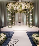 Ceremony Chuppah with Flowers %26 Candles
Photography: Genevieve Nisly Photography
Read More:
http://www.insideweddings.com/weddings/new-years-eve-wedding-with-a-dreamy-winter-wonderland-theme/1258/ wedding ceremony ballroom aisle runner white stage chuppah candles white flowers greenery on stage