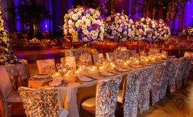 Candlelit Reception Table
Photography: Davide DePas
Read More:
http://www.insideweddings.com/weddings/opulent-washington-dc-wedding-with-golden-details/547/ Oval table surrounded by ruffled chair covers