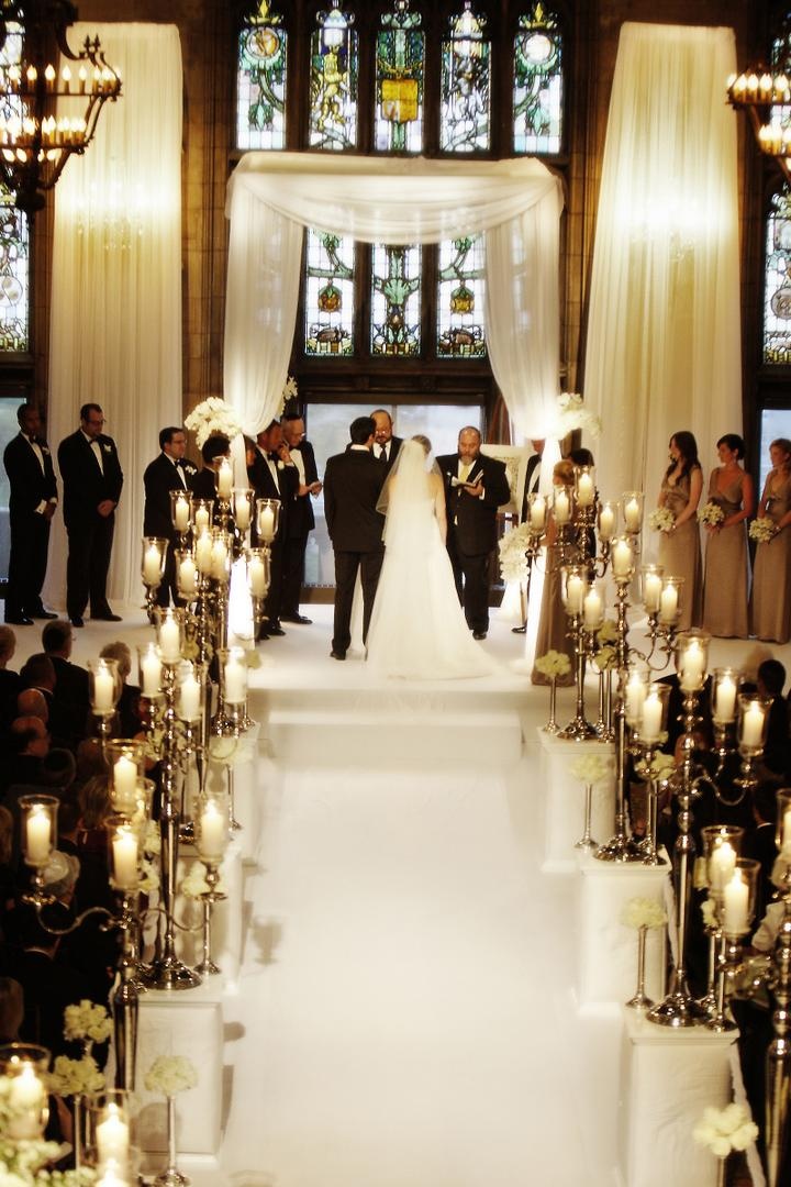 Ceremony Décor Photos Candlelit Ceremony + Candelabra on Pedestals Inside Weddings