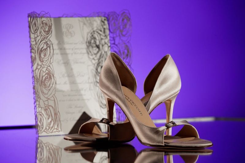 Champagne Heels with Invitation
Photography: Bob %26 Dawn Davis Photography
Read More:
http://www.insideweddings.com/weddings/inspiring-styled-shoot-with-deep-dark-color-palette-in-chicago/1037/ james chicotti dark champagne bridal shoes, d'orsey heels open toe