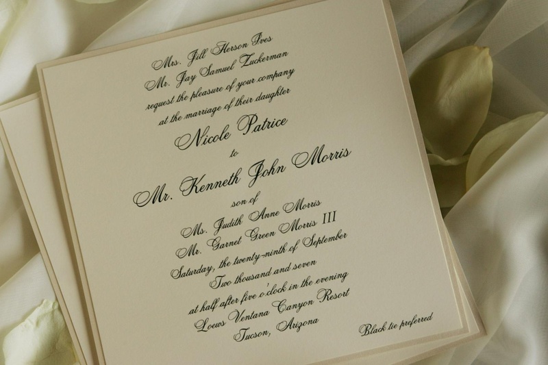 Ivory Wedding Invitations
Photography: Lyn Sims Photographer
Read More:
http://www.insideweddings.com/weddings/glamorous-fall-wedding-with-garden-touches-in-tucson-arizona/258/ Simple square invites on off-white paper