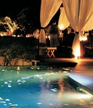 Pool at Elrod/Lautner Estate
Photography: Kerry Kara Photography
Read More:
http://www.insideweddings.com/weddings/modern-wedding-at-james-bonds-diamonds-are-forever-location/120/ View of reception from the home's swimming pool