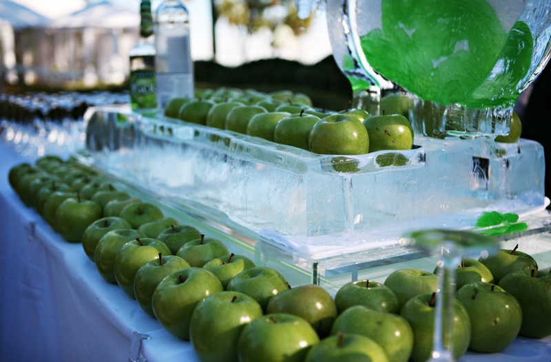 Apple Ice Bar
Photography: Tamara Lackey Photography
Read More:
http://www.insideweddings.com/weddings/lime-green-hued-fall-wedding-in-south-carolina/219/ Ice sculpture displaying granny smith apples