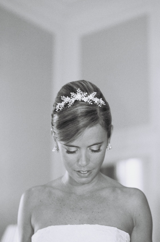 Garden-Inspired Tiara
Photography: Gruber Photographers
Read More:
http://www.insideweddings.com/weddings/english-garden-inspired-fall-wedding-in-new-york-city/210/ Black and white photo of hair accessories