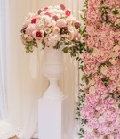Pink %26 Burgundy Blooms in White Urn
Photography: Lauren Gabrielle Photography
Read More:
http://www.insideweddings.com/weddings/lovely-country-club-summer-wedding-with-tent-reception-in-ohio/1018/ Wedding ceremony decor white urn and riser with greenery pink flowers burgundy blooms flower wall
