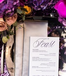 Silver Napkins with Mirrored Charger
Photography: Brian Leahy Photography
Read More:
http://www.insideweddings.com/weddings/a-hawaiian-couples-luxurious-destination-wedding-in-las-vegas/1226/ purple sequin linens, mirrored charger, silver napkins