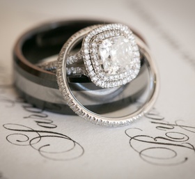 Double Halo Ring
Photography: Michael Segal Photography
Read More:
http://www.insideweddings.com/weddings/rustic-elegant-wedding-in-ojai-valley-california/570/ Cushion cut diamond engagement ring with double halo