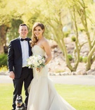 Maggie Lewis %26 Drew Miranda
Photography: Trevor Dayley
Read More:
http://www.insideweddings.com/weddings/spring-wedding-at-tuscan-inspired-golf-club-in-scottsdale-arizona/814/ Maggie Lewis in strapless Liancarlo wedding dress with Drew Miranda in tux and bow tie Schnauzer