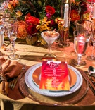 Fire-Inspired Menu Cards
Photography: Sarkis Studios
Read More:
http://www.insideweddings.com/weddings/an-inspirational-reception-tablescape-with-a-fiery-color-scheme/1143/ fire inspired wedding styled shoot, watercolor menu cards in warm colors red orange yellow.