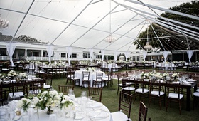 Open-Air Reception Tent
Photography: Laurie Bailey Photography
Read More:
http://www.insideweddings.com/weddings/summer-soiree-with-lush-floral-elements-in-los-angeles-california/1170/ wedding reception at country club, large tent without roof