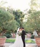Bride %26 Groom's Portrait in Garden
Photography: Jacqui Cole Photography
Read More:
http://www.insideweddings.com/weddings/alfresco-ceremony-dinner-reception-at-an-elegant-villa-in-miami/1020/ Bride in wedding dress and veil touching foreheads of groom in tuxedo natural bouquet greenery