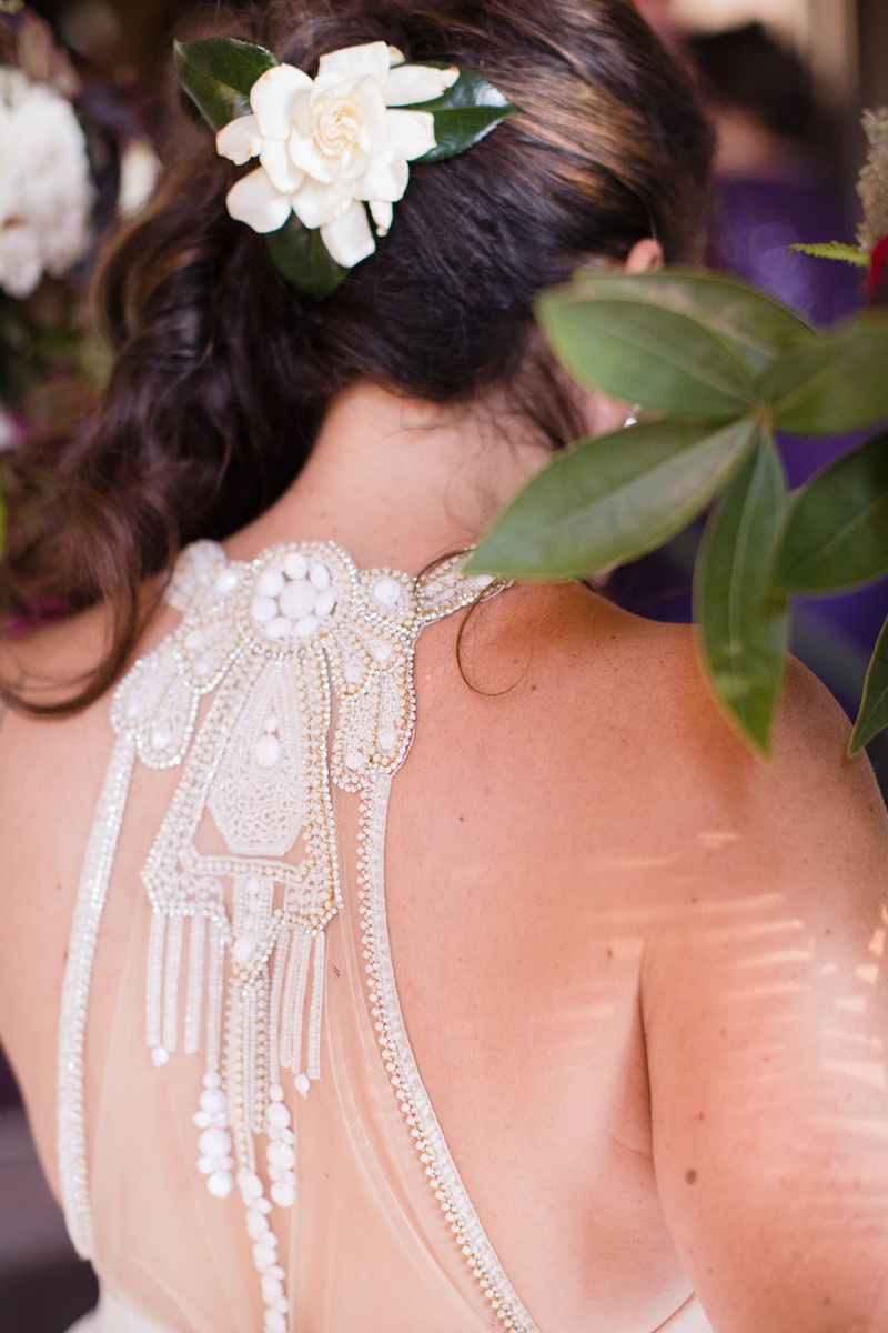 Detailed Back of Dress
Photography: Acqua Photo
Read More:
http://www.insideweddings.com/weddings/balboa-park-wedding-with-wine-inspired-color-scheme-in-san-diego/948/ detailed back of hayley paige wedding dress, gardenia in hair