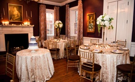 Historic Wedding Reception
Photography: Donna von Bruening Photographers
Read More:
http://www.insideweddings.com/weddings/wedding-planner-genina-ramirezs-southern-celebration/367/ Small wedding in restaurant with damask print linens