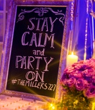 Chalkboard Reception Sign
Photography: Sarah Tew Photography
Read More:
http://www.insideweddings.com/weddings/garden-chic-summer-wedding-in-brooklyn/510/ Stay Calm and Party On sign with hashtag at escort card table
