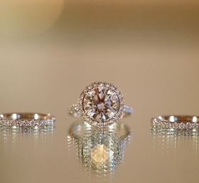 Diamond Wedding Rings
Photography: Kevin Weinstein Photography
Read More:
http://www.insideweddings.com/weddings/courtney-mazza-and-mario-lopez/440/ Halo diamond ring and eternity bands
