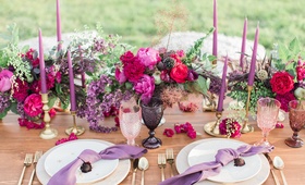 Bold Boho-Chic Tablecape, Purple Details
Photography: Lucas Rossi Photography
Read More:
http://www.insideweddings.com/weddings/bold-boho-chic-inspirational-outdoor-wedding-in-malibu-california/990/ bold chic tablescape purple details reception california boho chic wedding styled shoot natural glam