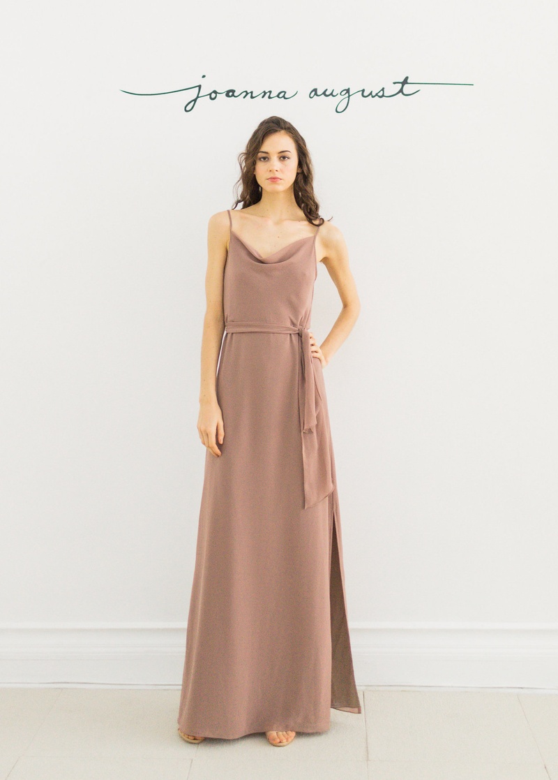Wedding Taupe Bridesmaid Dresses bridesmaid dresses joanna august bridesmaids 2016 collection taupe dress with cowl neck and sash around waist floor length