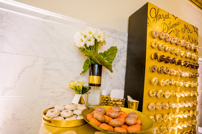Gourmet Donut Wall
Photography: Laura Grier of Beautiful Day Photography
Read More:
http://www.insideweddings.com/weddings/glamorous-art-deco-inspired-wedding-in-downtown-los-angeles/1162/ wedding dessert idea, donut wall, gourmet donuts at wedding