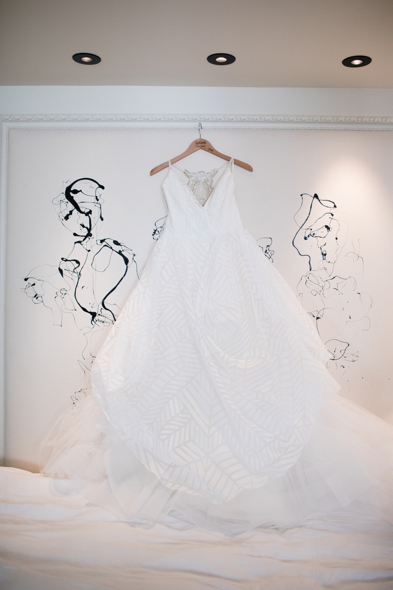 V-Neck Bridal Gown with pattern
Photography: Acqua Photo
Read More:
http://www.insideweddings.com/weddings/balboa-park-wedding-with-wine-inspired-color-scheme-in-san-diego/948/ hayley paige wedding dress with v-neck and