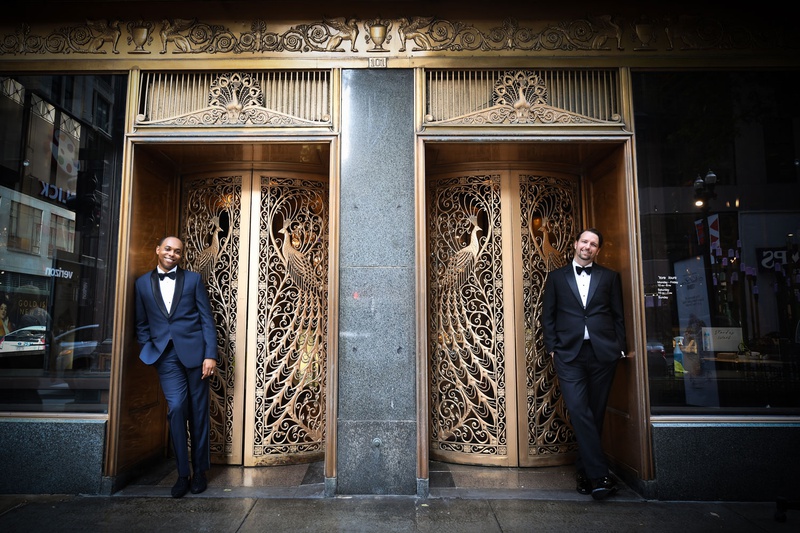Grooms by Gold Peacock Doors
Photography: Carasco Photography
Read More:
http://www.insideweddings.com/weddings/personalized-fairy-tale-wedding-with-fun-entertainment-in-chicago/1283/ wedding portrait grooms in tuxedos by gold doors ornate art deco peacock design motif