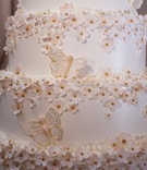 Cake with Sugar Flowers %26 Butterflies
Photography: Bob %26 Dawn Davis Photography
Read More:
http://www.insideweddings.com/weddings/glamorous-ivory-blush-spring-wedding-at-a-private-club-in-chicago/685/ White wedding cake with small sugar flowers with gold centers, sugar butterflies with gold outline