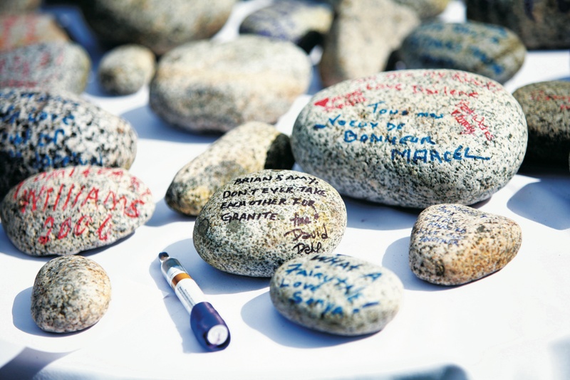 Wedding Wishes
Photography: Chris + Lynn Photographers
Read More:
http://www.insideweddings.com/weddings/butterfly-inspired-spring-wedding-in-canada/189/ Wedding wishes written on river stones