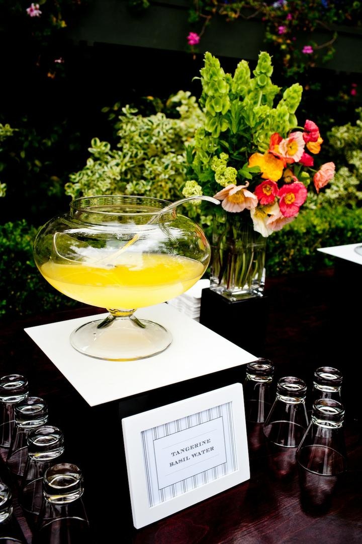 Flavored Water Station
Photography: Docuvitae
Read More:
http://www.insideweddings.com/weddings/canadian-american-wedding-in-malibu-california/393/ Tangerine Basil Water at summer wedding reception