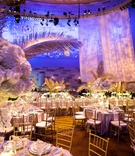 Luxe Gold Palm Centerpieces
Photography: Roey Yohai Studios
Read More:
http://www.insideweddings.com/weddings/destination-wedding-with-vintage-art-deco-elements-in-new-york-city/1157/ wedding reception gold chairs white orchid rose hydrangea centerpiece gold palm leaves purple light