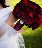 Red Rose Bouquet
Photography: John Solano Photography
Read More:
http://www.insideweddings.com/weddings/summertime-wedding-with-deep-red-hues-in-ojai-valley-california/240/ Baccara roses wrapped in satin ribbon